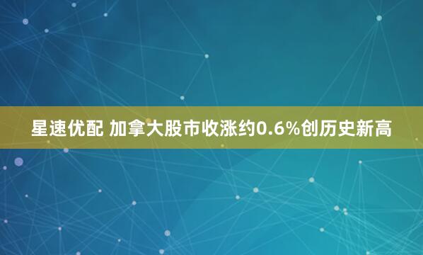 星速优配 加拿大股市收涨约0.6%创历史新高