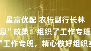 星富优配 农行副行长林立谈“双贴息”政策：组织了工作专班，精心做好组织实施